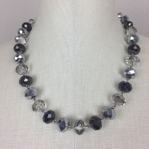 Black and silver faceted beaded necklace